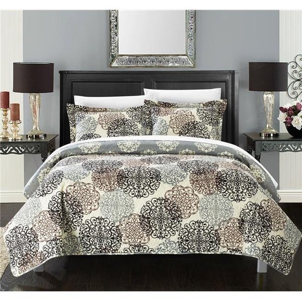 Chic Home Chic Home QS3320-US Dorothy Boho Inspired Reversible Print Quilt Set - Beige - Queen - 3 Piece QS3320-US